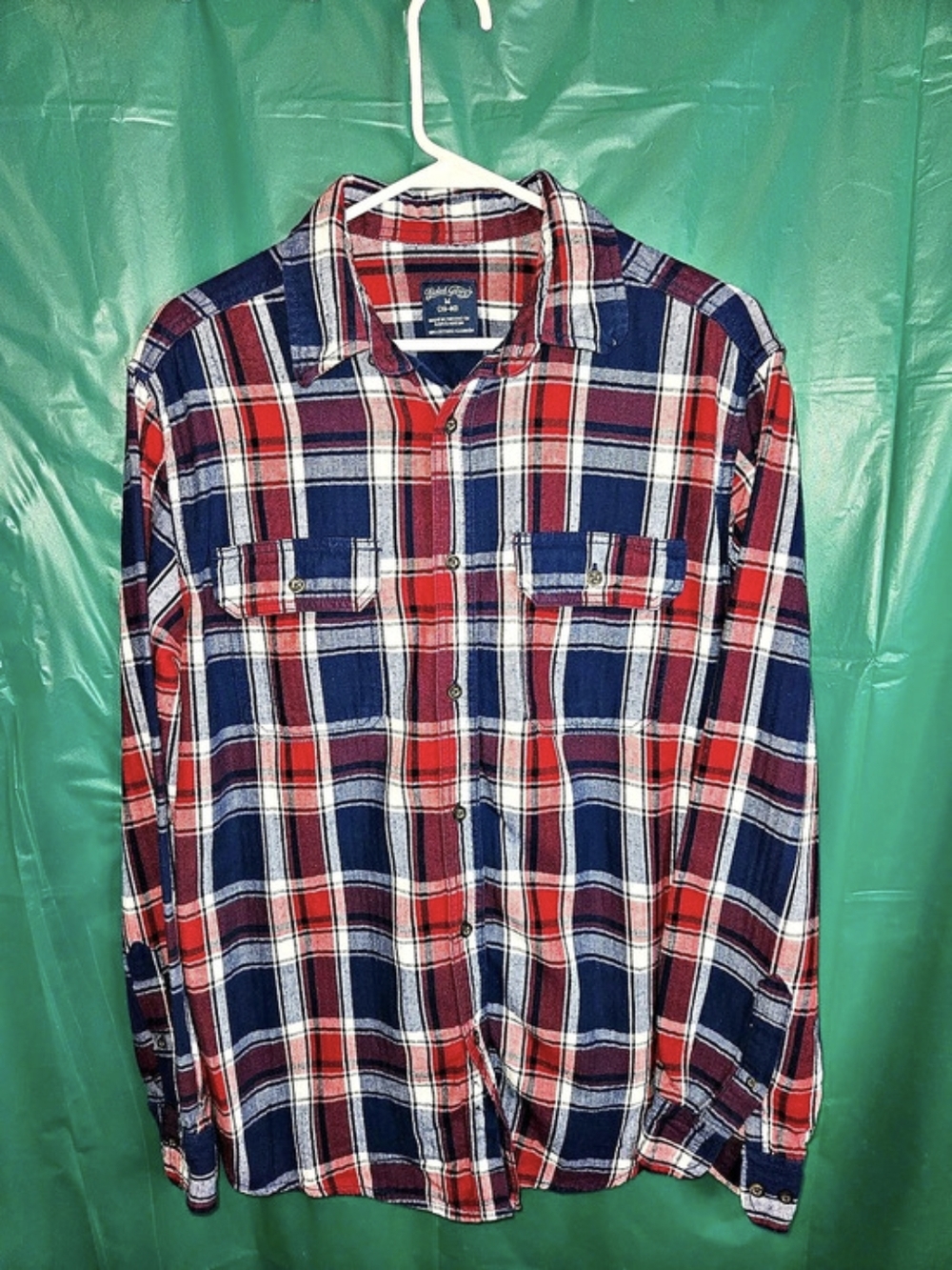 Faded Glory Plaid Cotton Button Down Size Medium